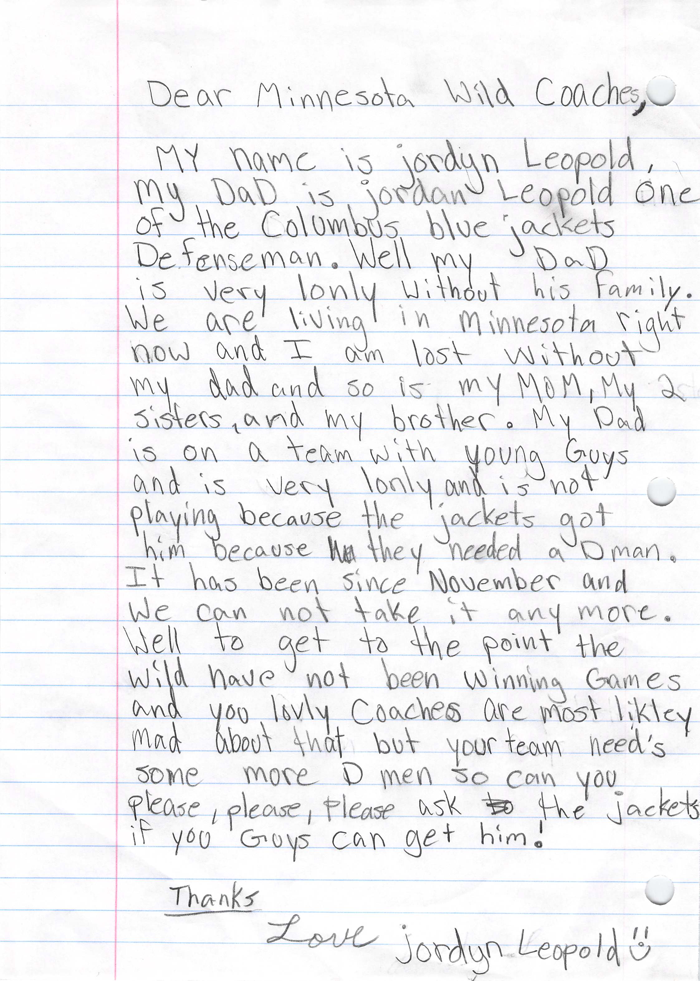 Γράμμα 11χρονης λυγίζει προπονητές για να πάρουν τον πατέρα της